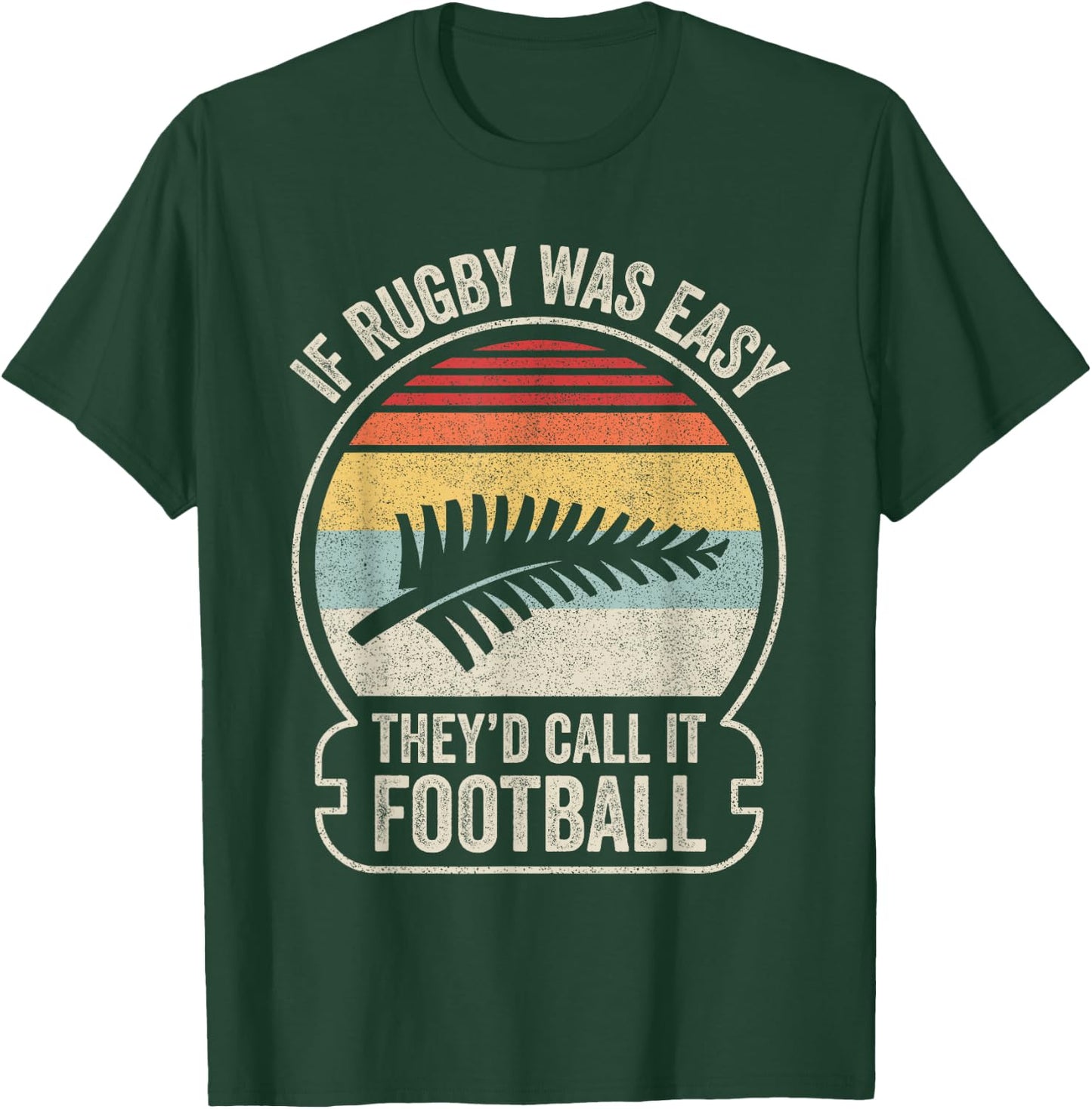Vintage Funny New Zealand NZ Rugby Silver Fern Football T-Shirt - T-Shirt | Forest