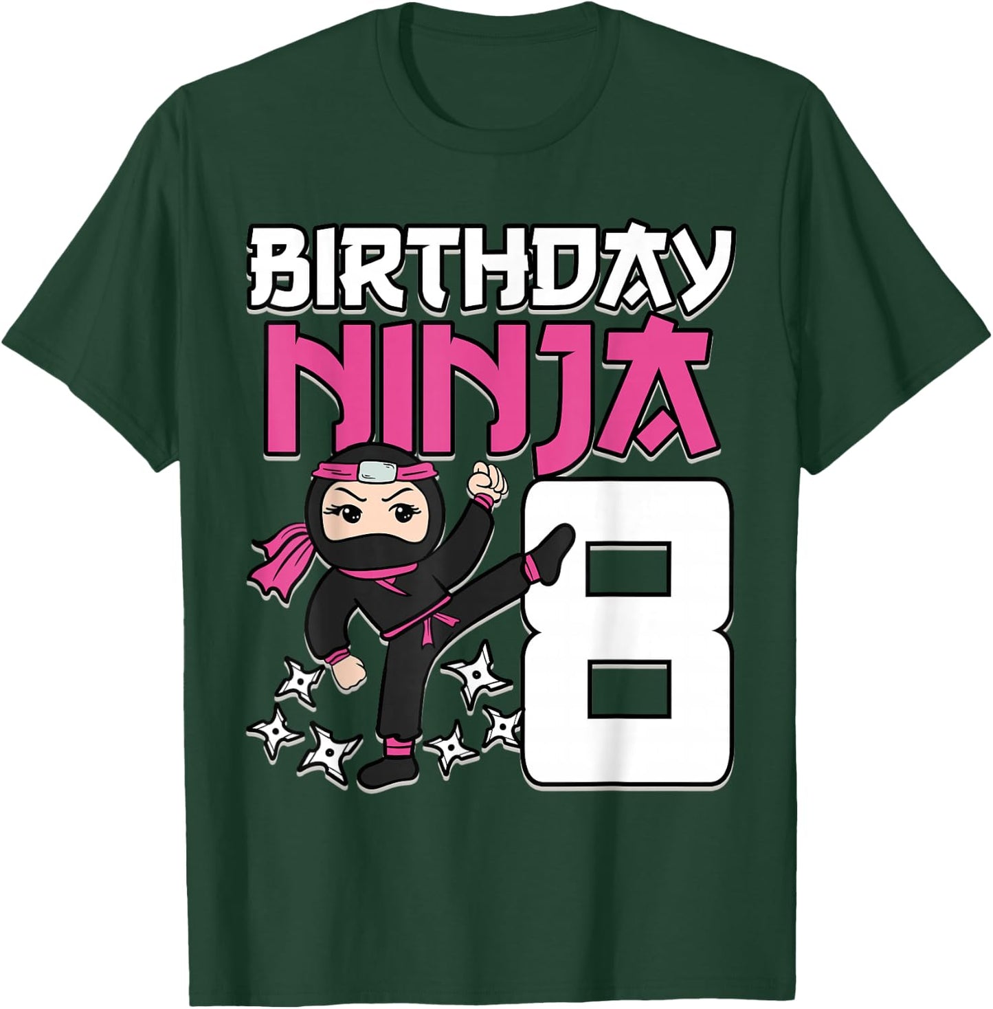 Birthday Ninja 8 Girl Pink Shinobi Themed 8th B-Day Party T-Shirt - T-Shirt | Forest