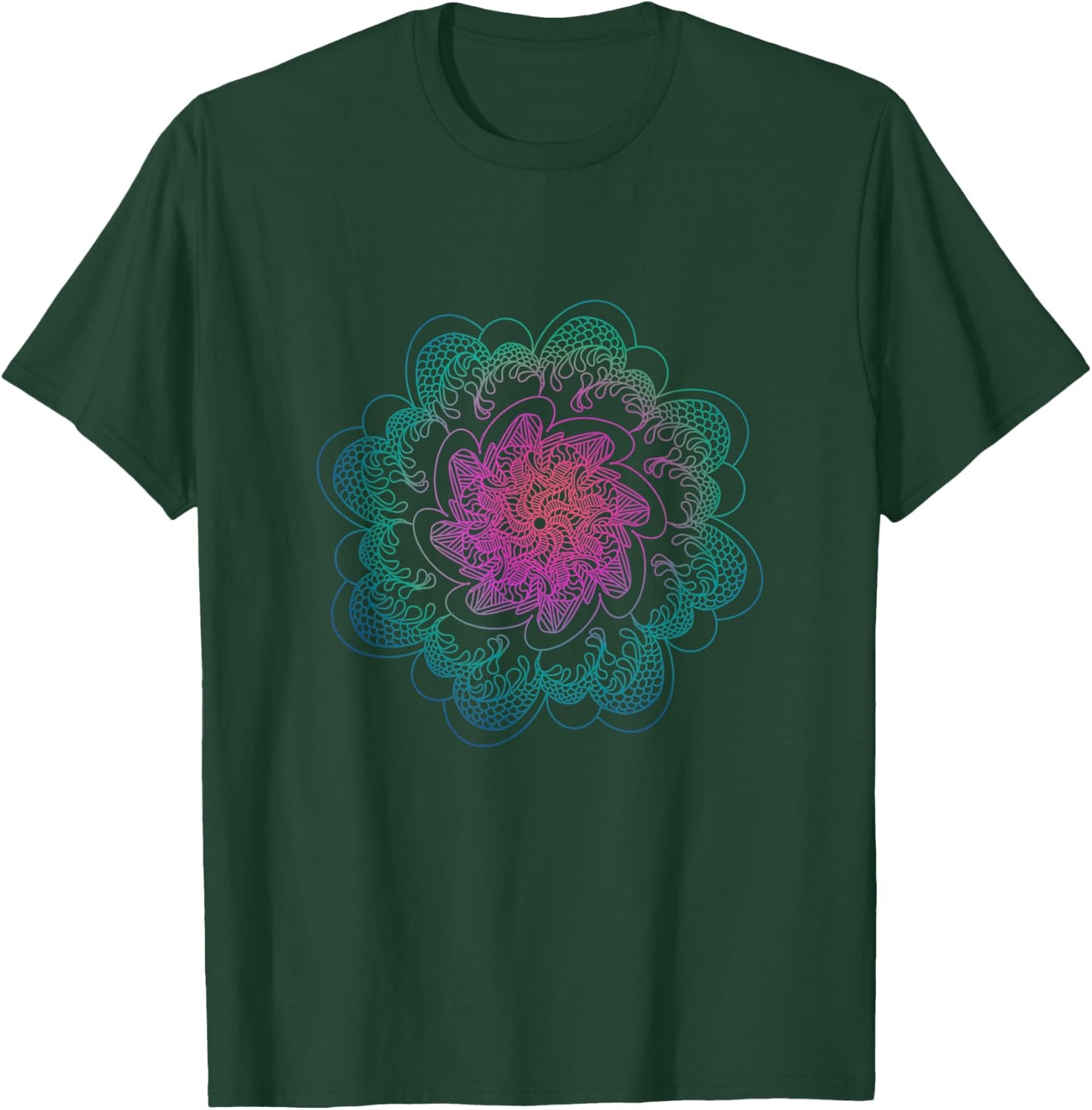 Mandala Dragon Scale Graphic Multi-Colored T-Shirt - T-Shirt | Forest