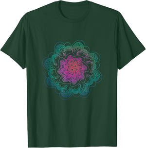 Mandala Dragon Scale Graphic Multi-Colored T-Shirt - T-Shirt | Forest