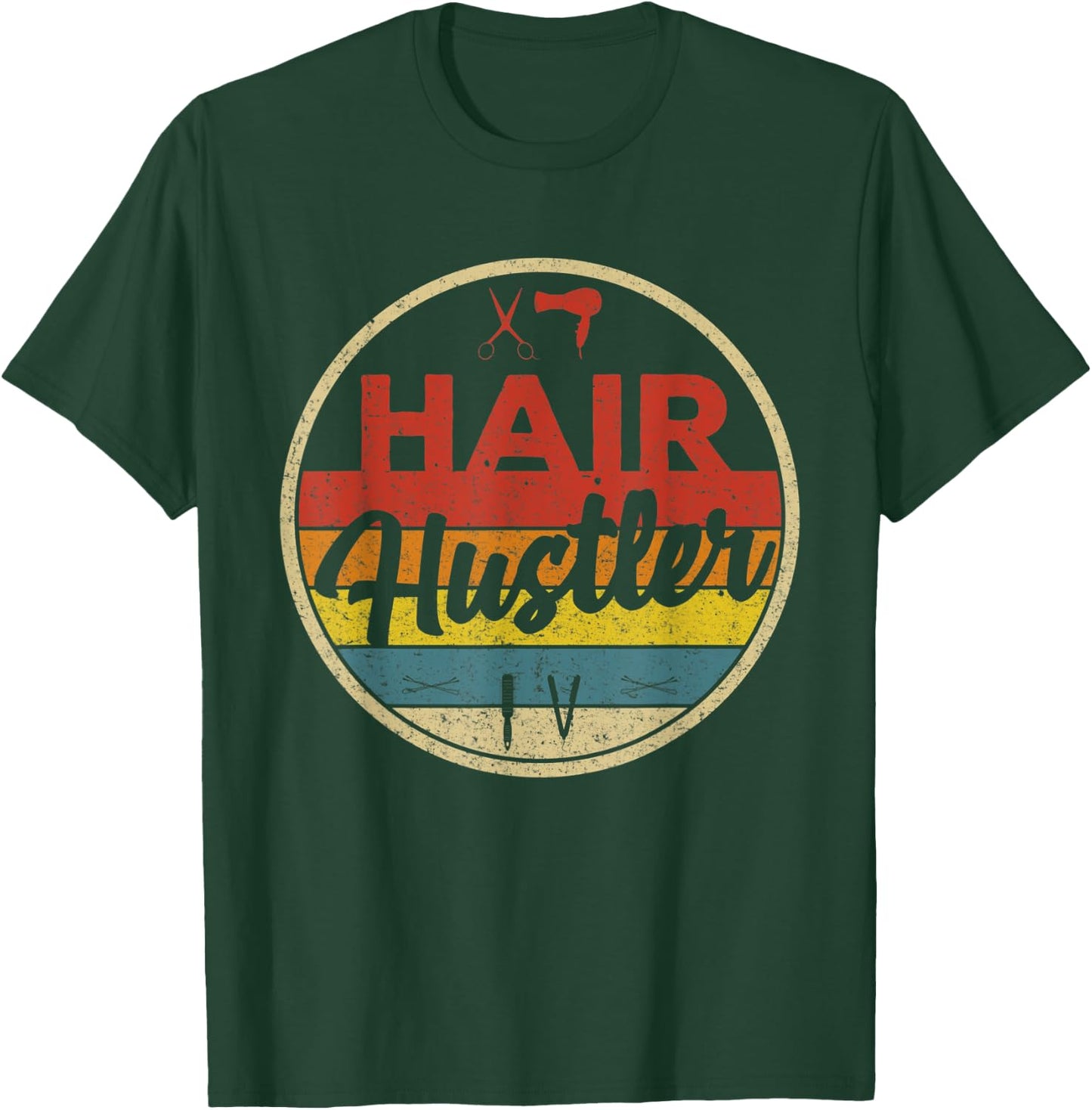 Hair Hustler Vintage Hairstylist Cute Hairdresser T-Shirt - T-Shirt | Forest
