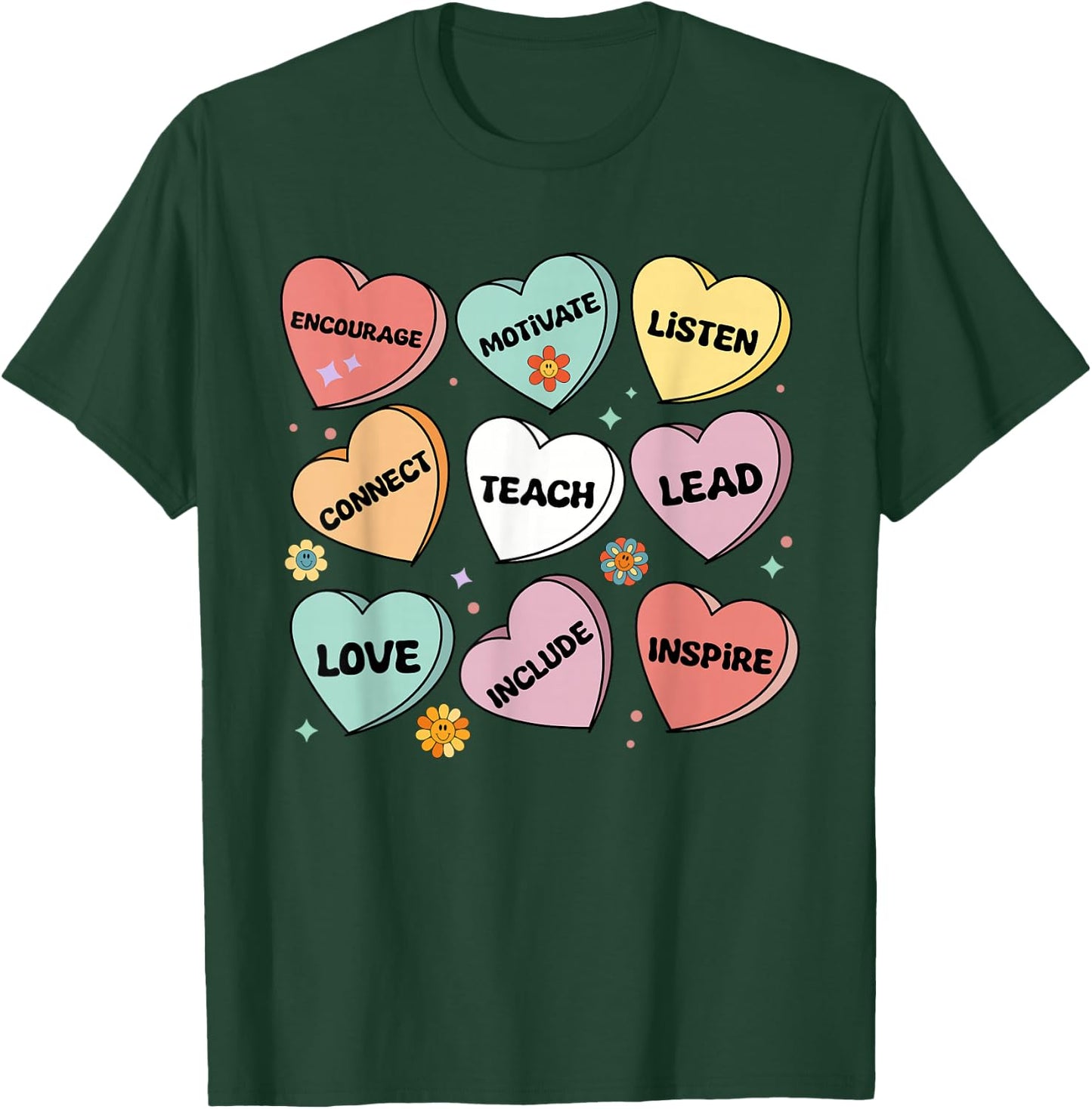 Affirmations Candy Heart Teacher Valentine's Day 2024 Women T-Shirt - T-Shirt | Forest