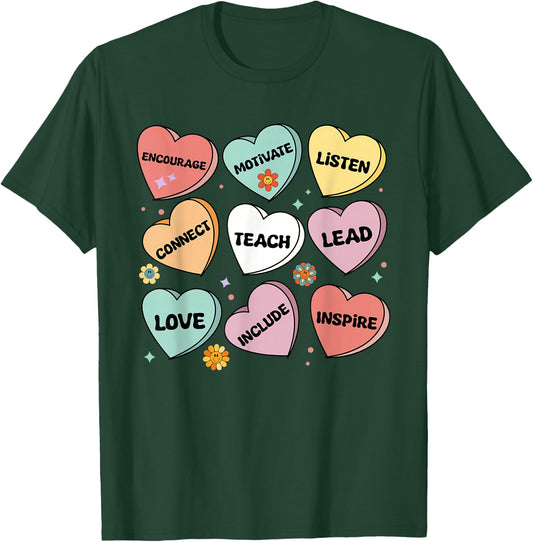 Affirmations Candy Heart Teacher Valentine's Day 2024 Women T-Shirt - T-Shirt | Forest