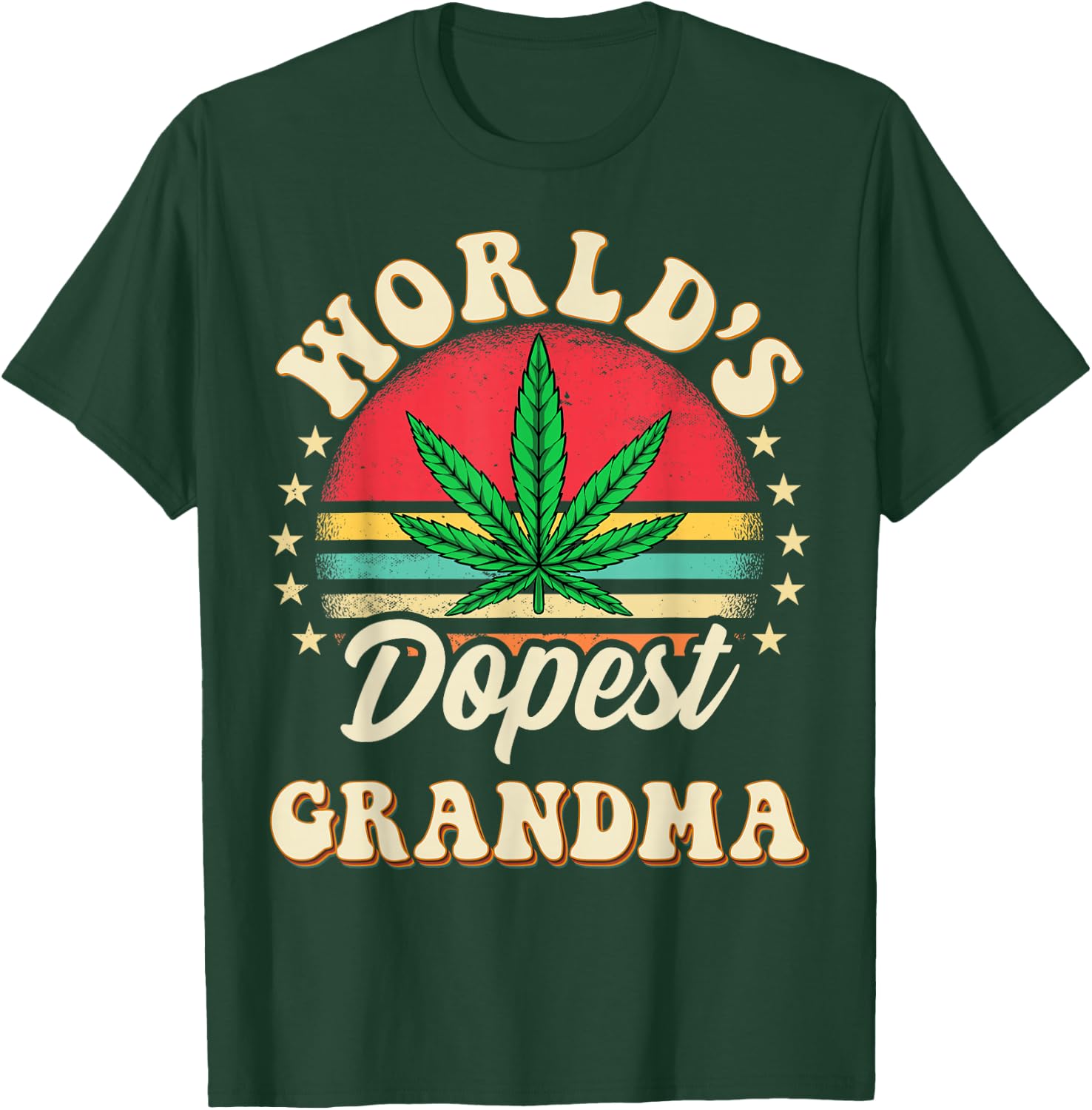 Funny 420 Weed Pot Vintage Matching Worlds Dopest Grandma T-Shirt - T-Shirt | Forest