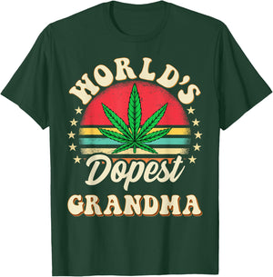 Funny 420 Weed Pot Vintage Matching Worlds Dopest Grandma T-Shirt - T-Shirt | Forest
