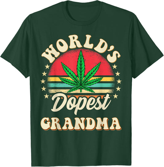 Funny 420 Weed Pot Vintage Matching Worlds Dopest Grandma T-Shirt - T-Shirt | Forest