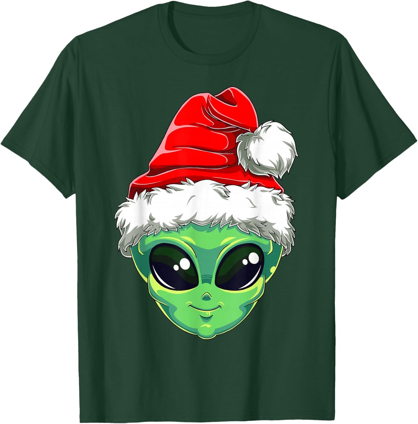 Christmas Alien Santa Costume Funny UFO Santa Hat Xmas Kids T-Shirt - T-Shirt | Forest