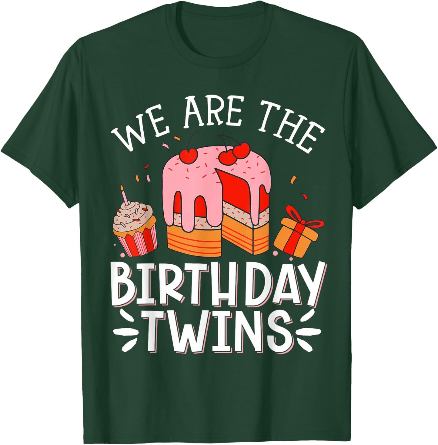 We Are The Birthday Twins , Small, Black T-Shirt - T-Shirt | Forest