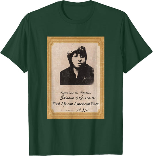 Bessie Coleman First African American Pilot T-Shirt - T-Shirt | Forest