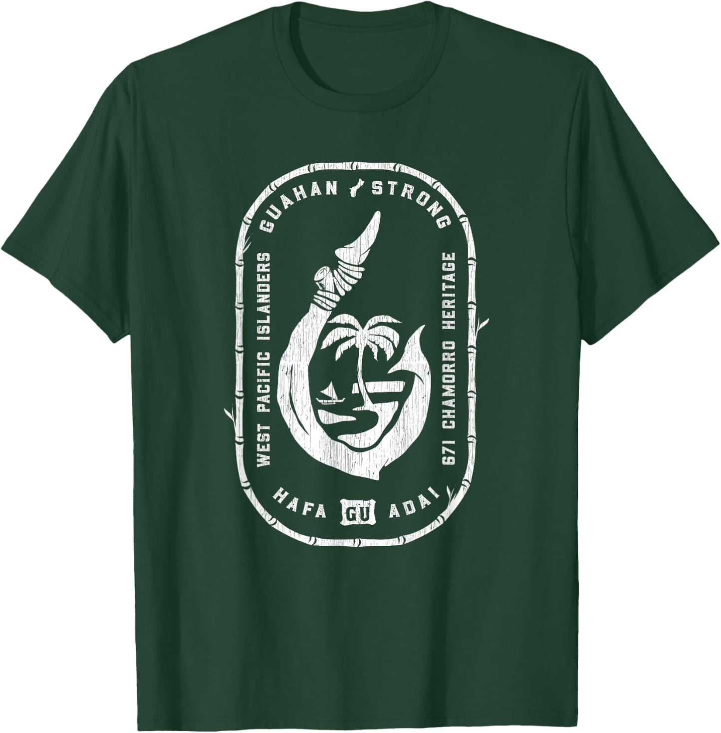 Vintage Chamorro Hook GU Seal - Guam T-Shirt - T-Shirt | Forest