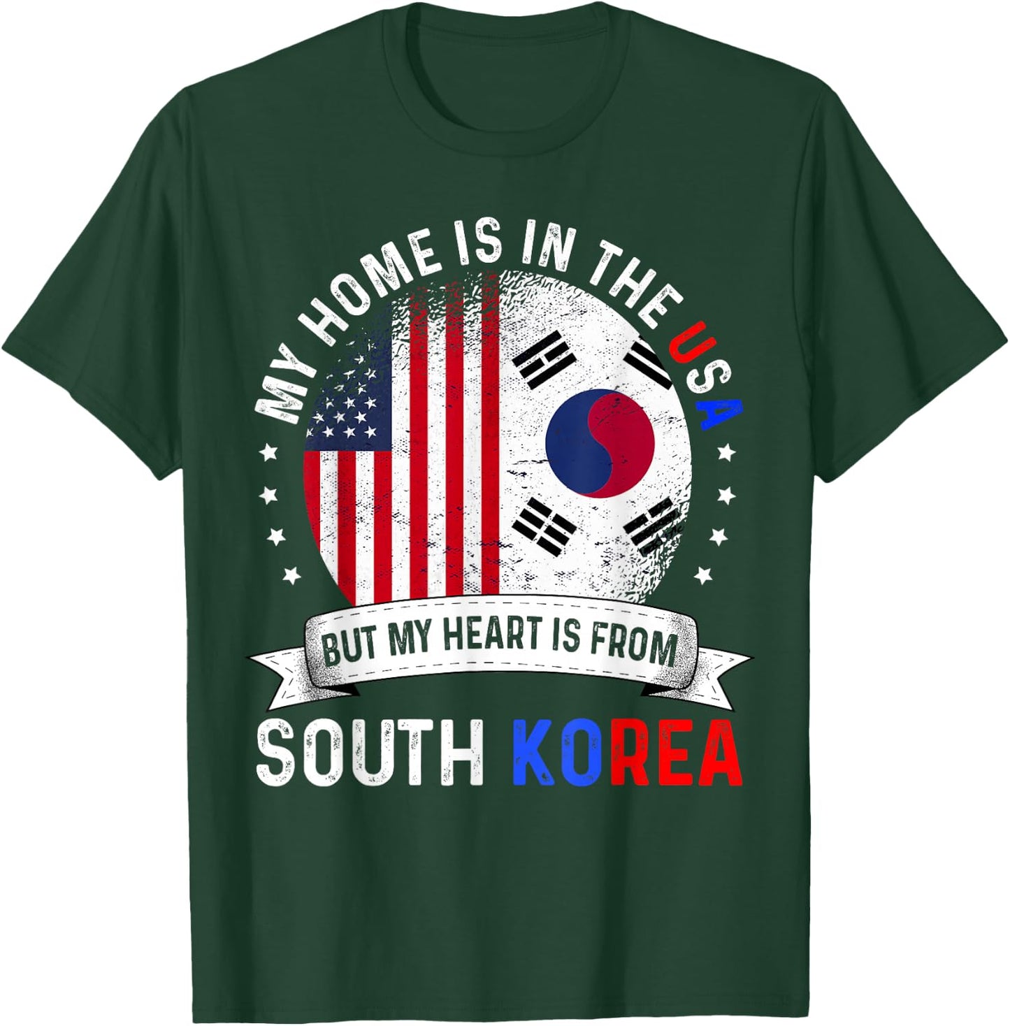 Korean American Patriot Heart is from South Korea Flag T-Shirt - T-Shirt | Forest