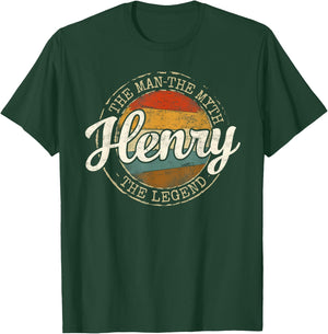 Henry The Man The Myth The Legend Vintage Personalized Name T-Shirt - T-Shirt | Forest