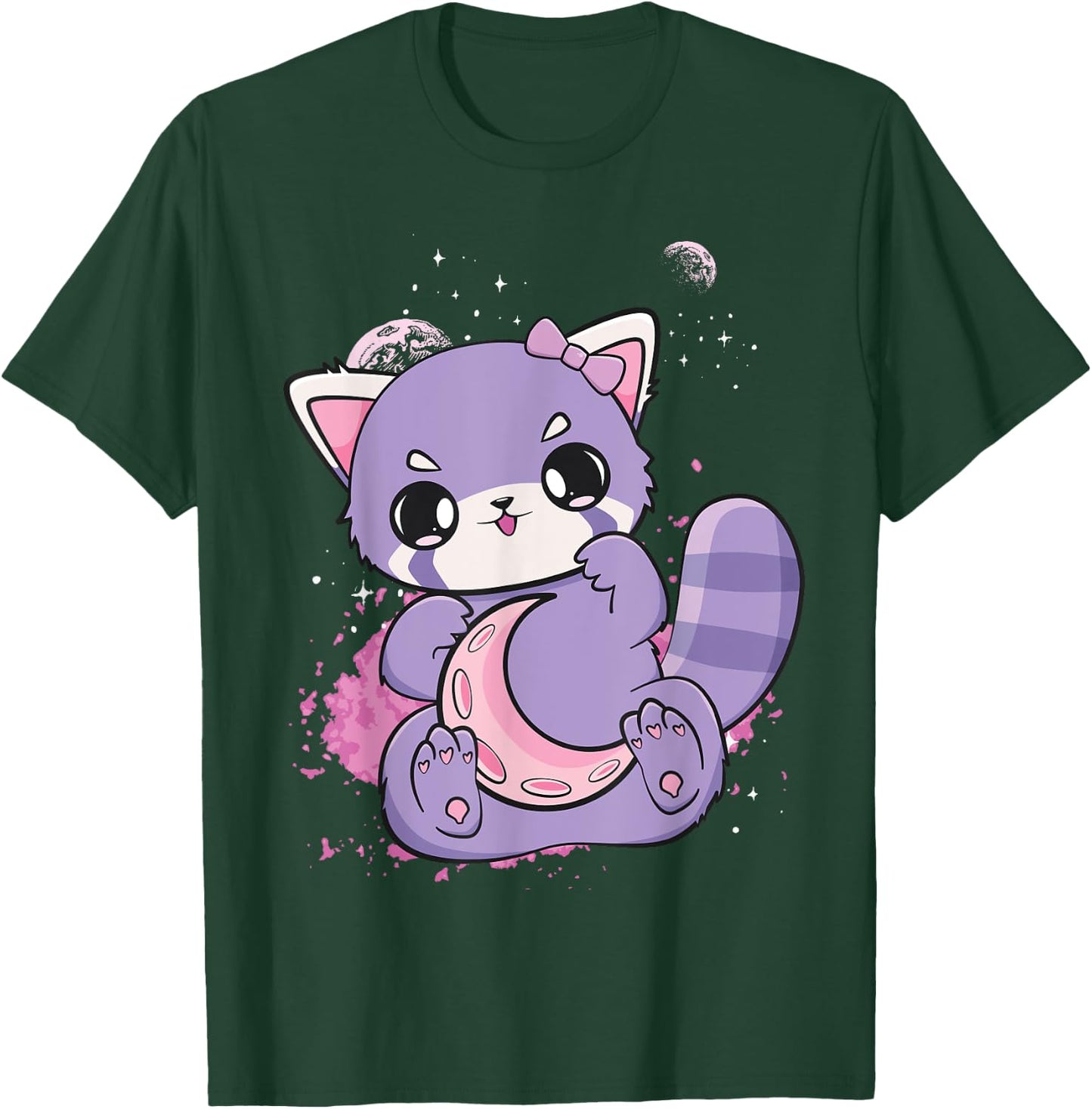 Pink Decora Fairy Kei Red Panda Moon Otaku Anime Nugoth T-Shirt - T-Shirt | Forest