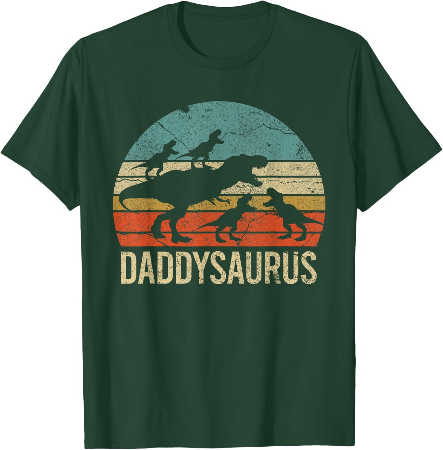 Daddy Dinosaur Daddysaurus 4 four kids Gift Father Day T-Shirt - T-Shirt | Forest