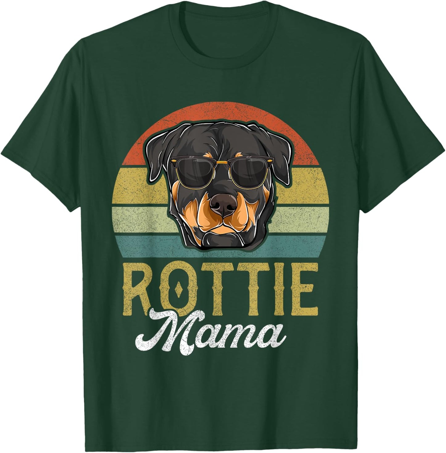 Retro Rottweiler Rottie Mama Shirt Women, Mothers Day Dog T-Shirt - T-Shirt | Forest
