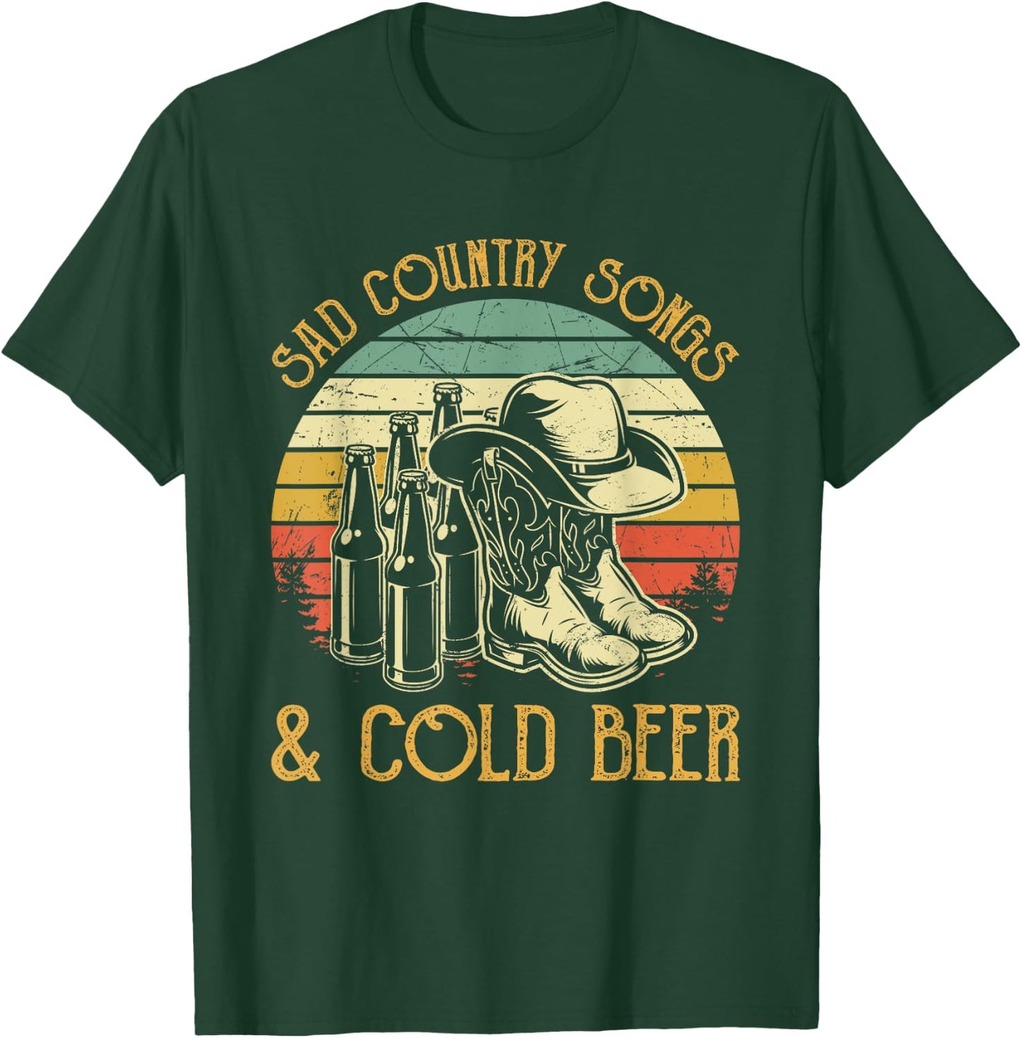 Sad Country Songs And Cold Beer T-Shirt - T-Shirt | Forest