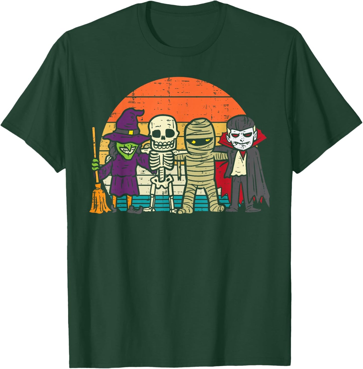 Witch Skeleton Mummy Vampire Retro Halloween Boys Girls Kids T-Shirt - T-Shirt | Forest
