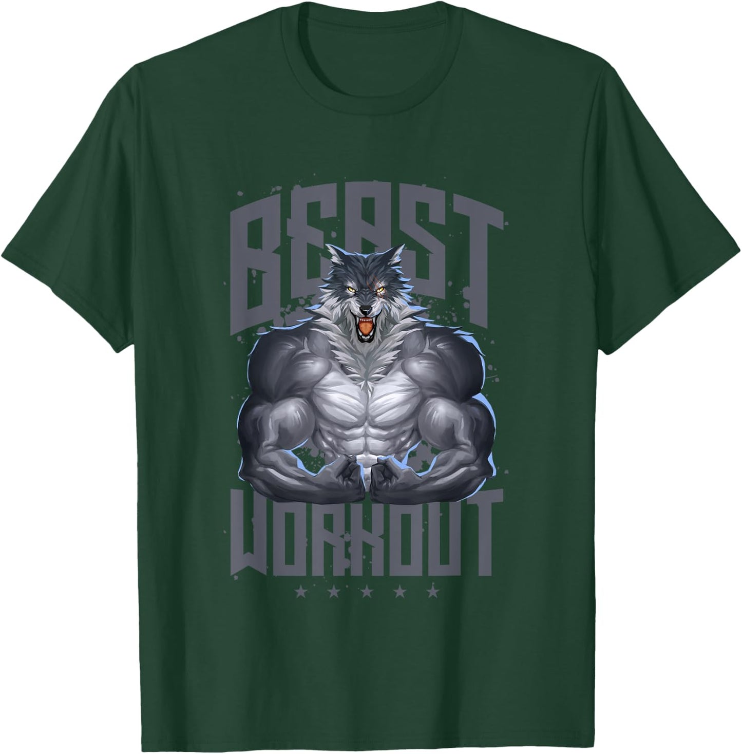 Wolf Workout Beast | Gym Fitness Bodybuilding Muscles T-Shirt - T-Shirt | Forest