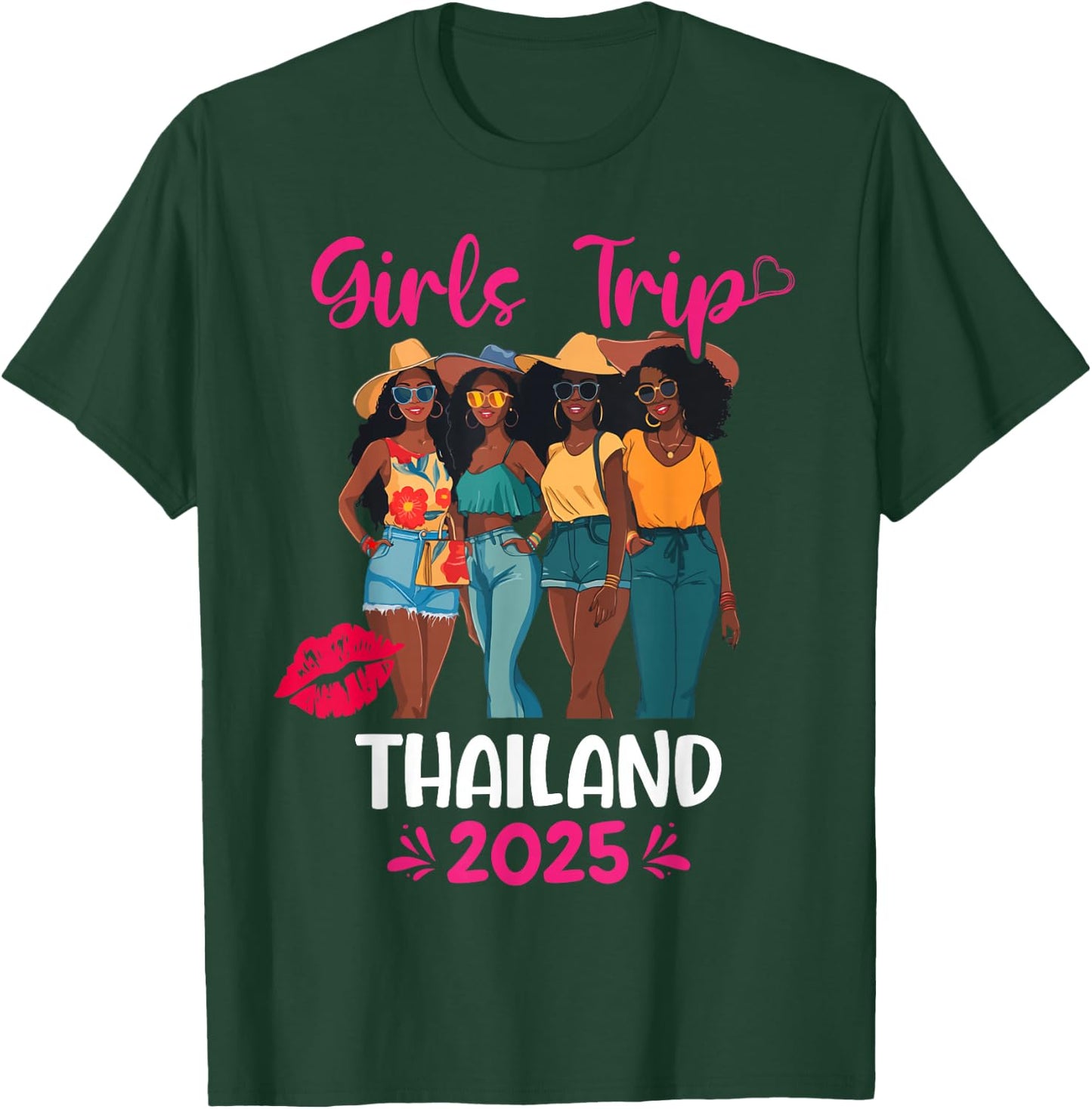 Black Girls Trip Thailand 2025 Vacation Matching T-Shirt - T-Shirt | Forest