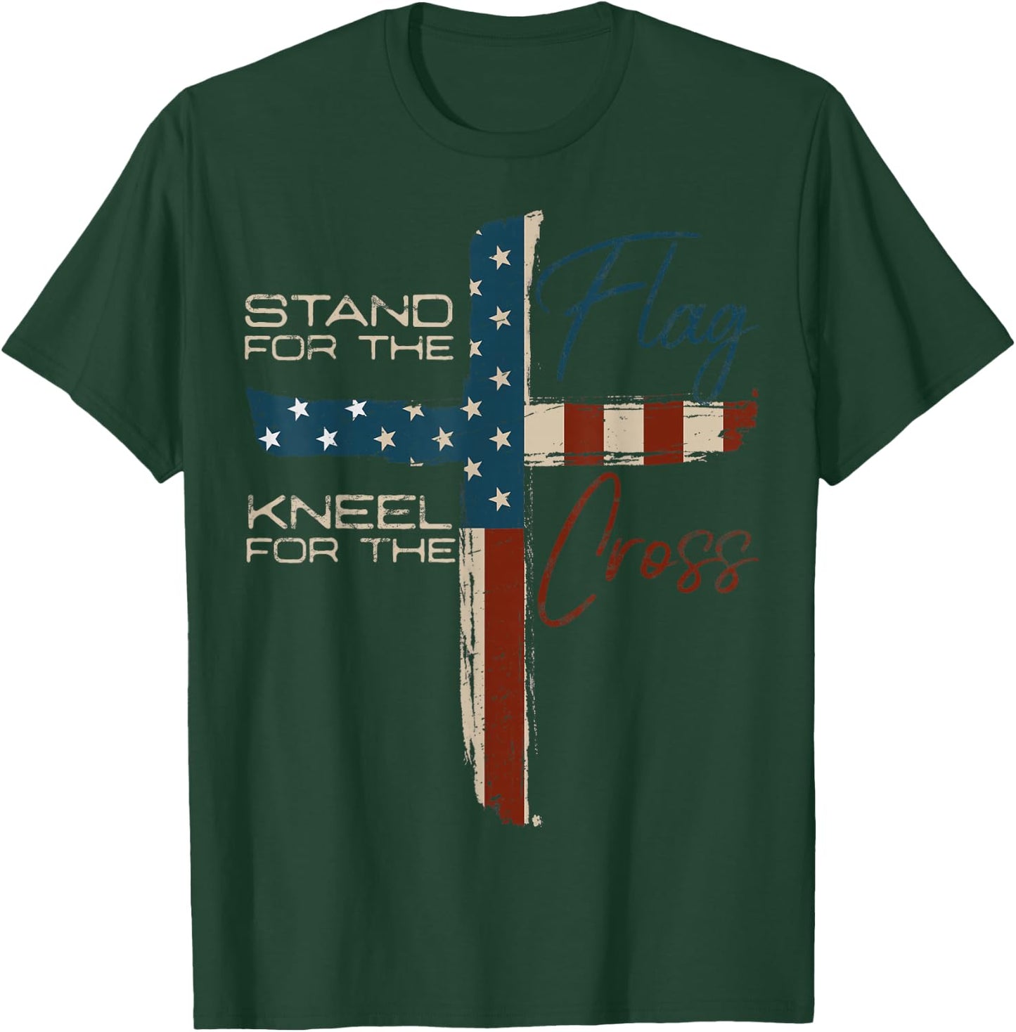 USA Flag Religious Quote 4th of July Christian Faith T-Shirt - T-Shirt | Forest