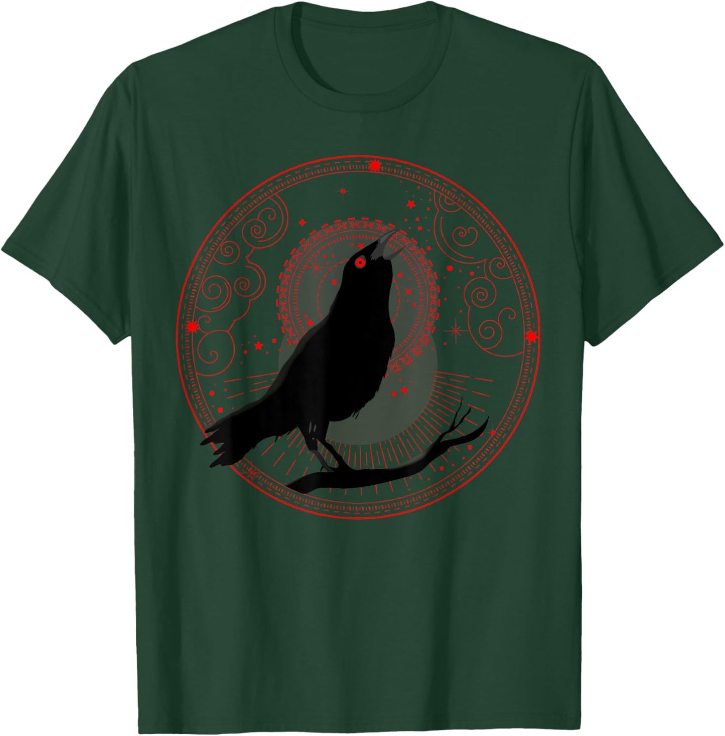 Beautiful Black Crow Raven Bird Watch. Birds Silhouette T-Shirt - T-Shirt | Forest