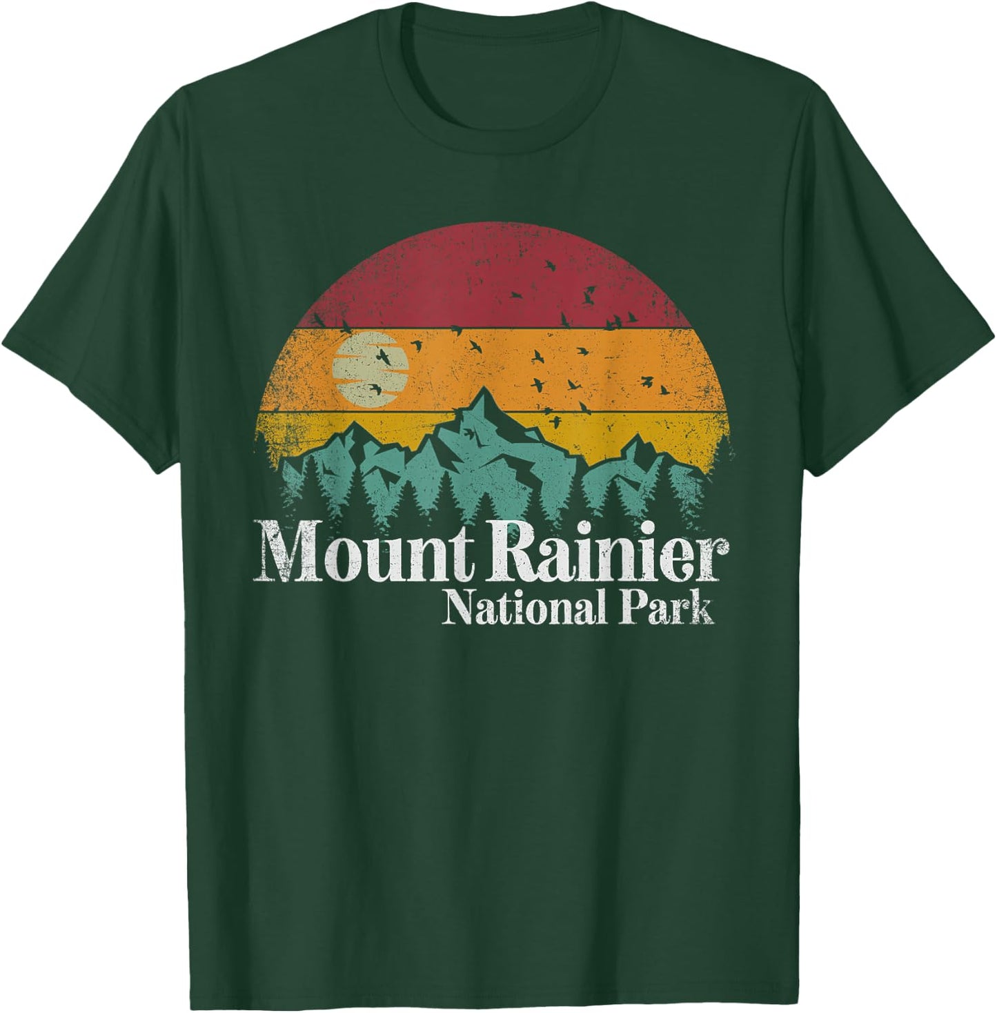 Mt Mount Rainier National Park Retro Style Hiking Vintage T-Shirt - T-Shirt | Forest