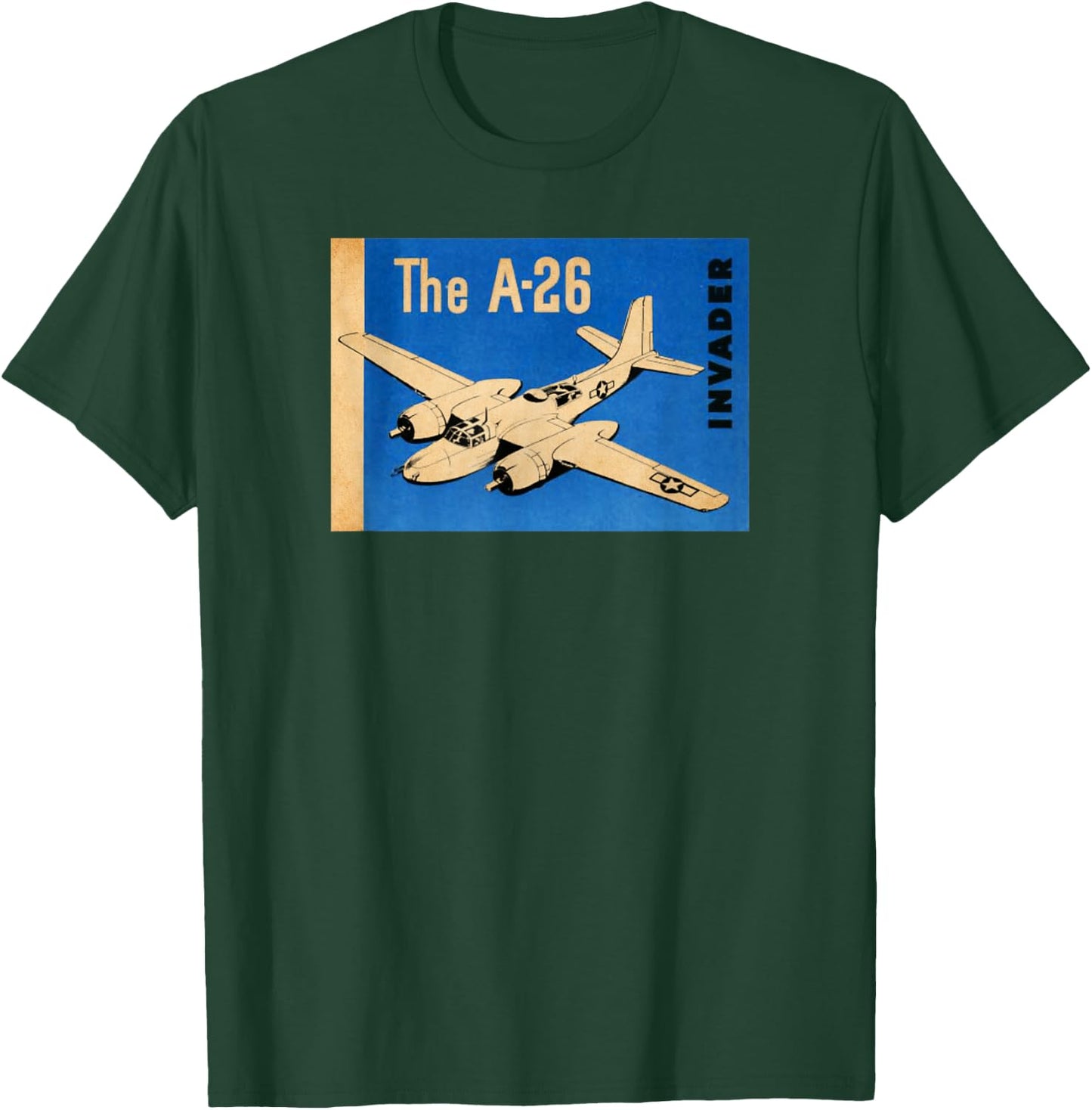 A-26 Invader Twin-Engine WW2 American Aircraft Graphic T-Shirt - T-Shirt | Forest