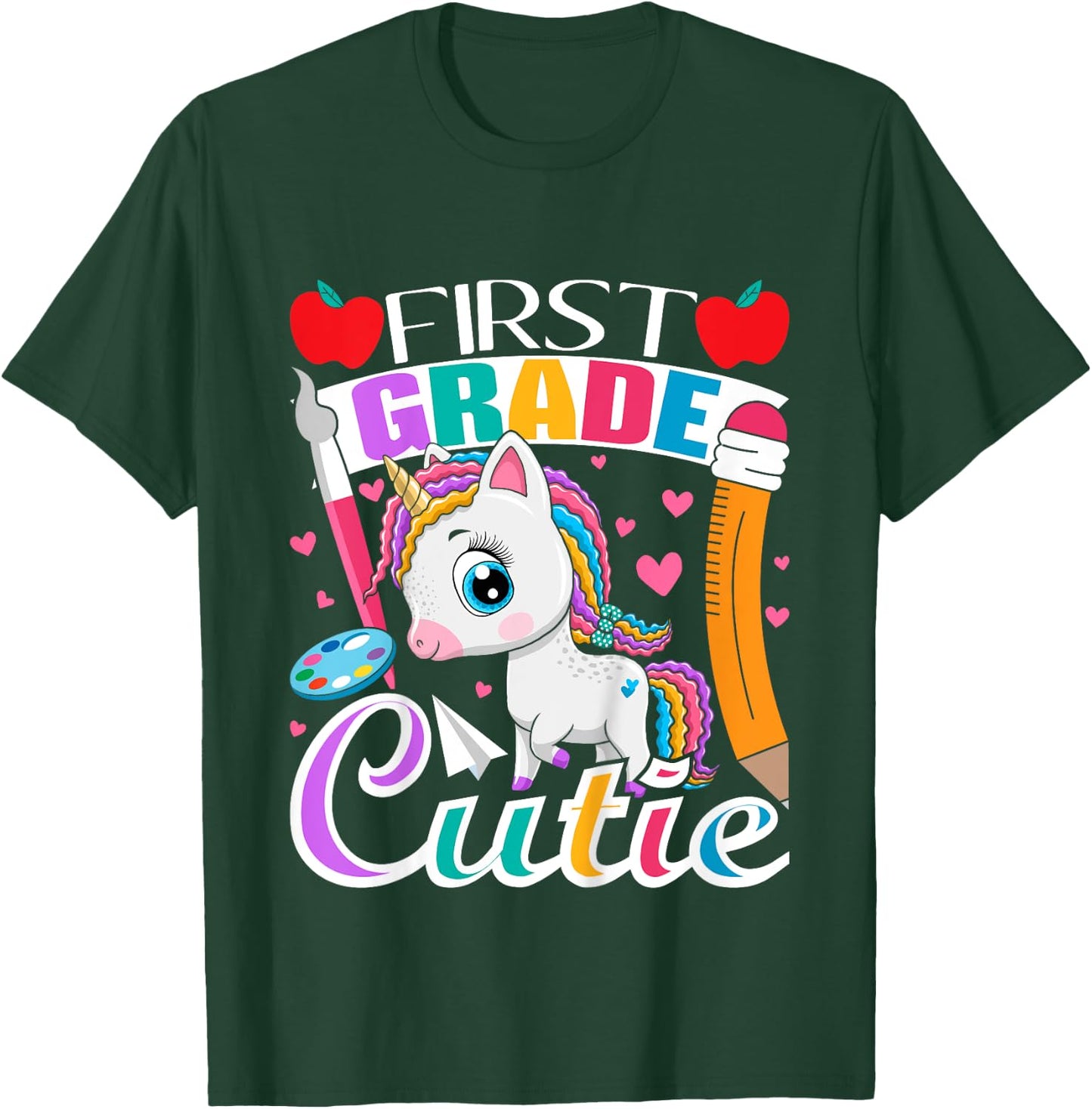First Grade Cutie - First Day Of School Student Unicorn T-Shirt - T-Shirt | Forest