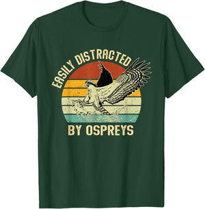 Easily Distracted By Ospreys Retro Vintage T-Shirt - T-Shirt | Forest
