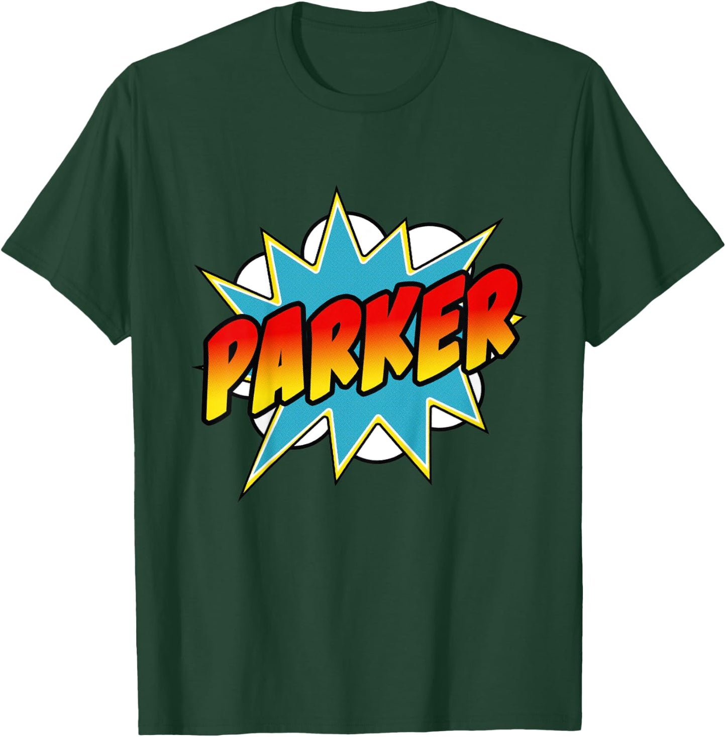 Kids Boys Parker Name Comic Book Superhero T-Shirt - T-Shirt | Forest