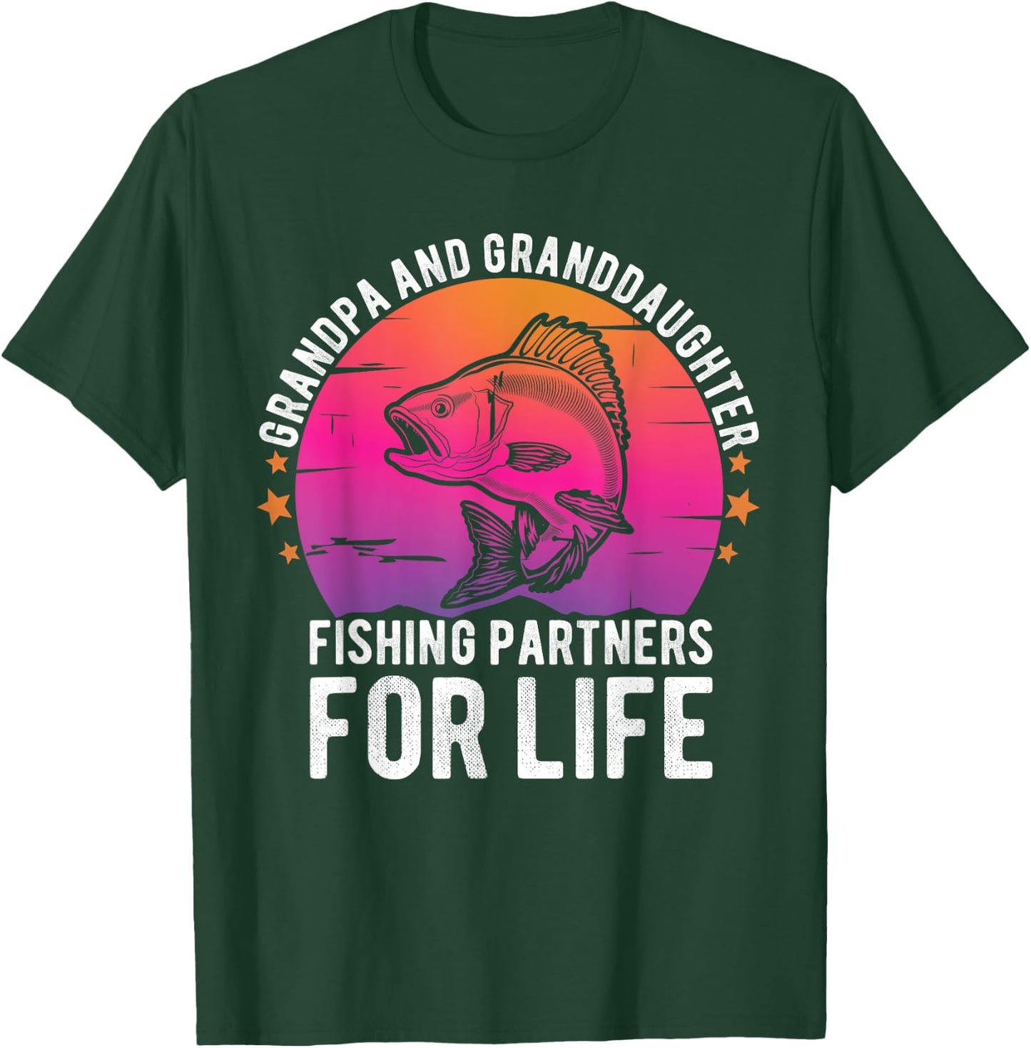 Grandpa and Granddaughter Fishing Partners For Life Fishing T-Shirt - T-Shirt | Forest