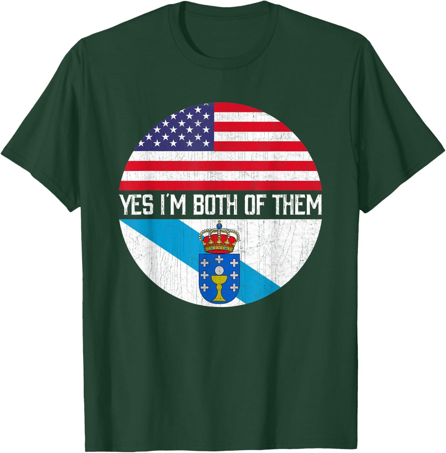 Half American Half Galician USA Flag Family Heritage Kids Men T-Shirt - T-Shirt | Forest