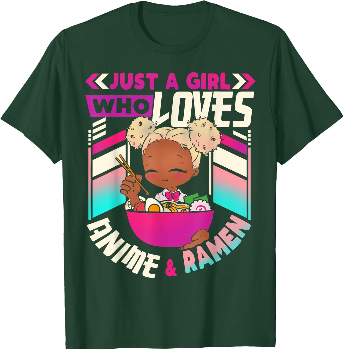 Anime Ramen Black Girl T-Shirt - T-Shirt | Forest