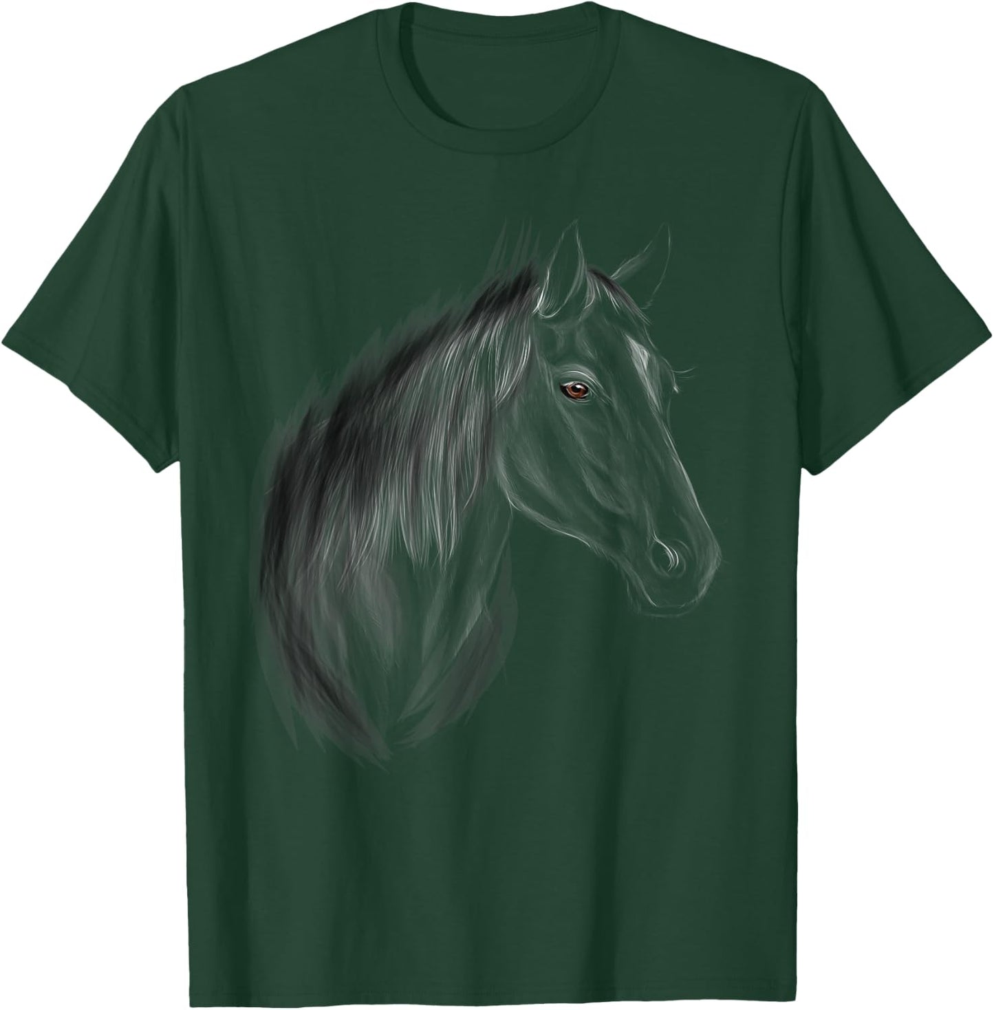Horse Horses Black Stallion T-Shirt - T-Shirt | Forest
