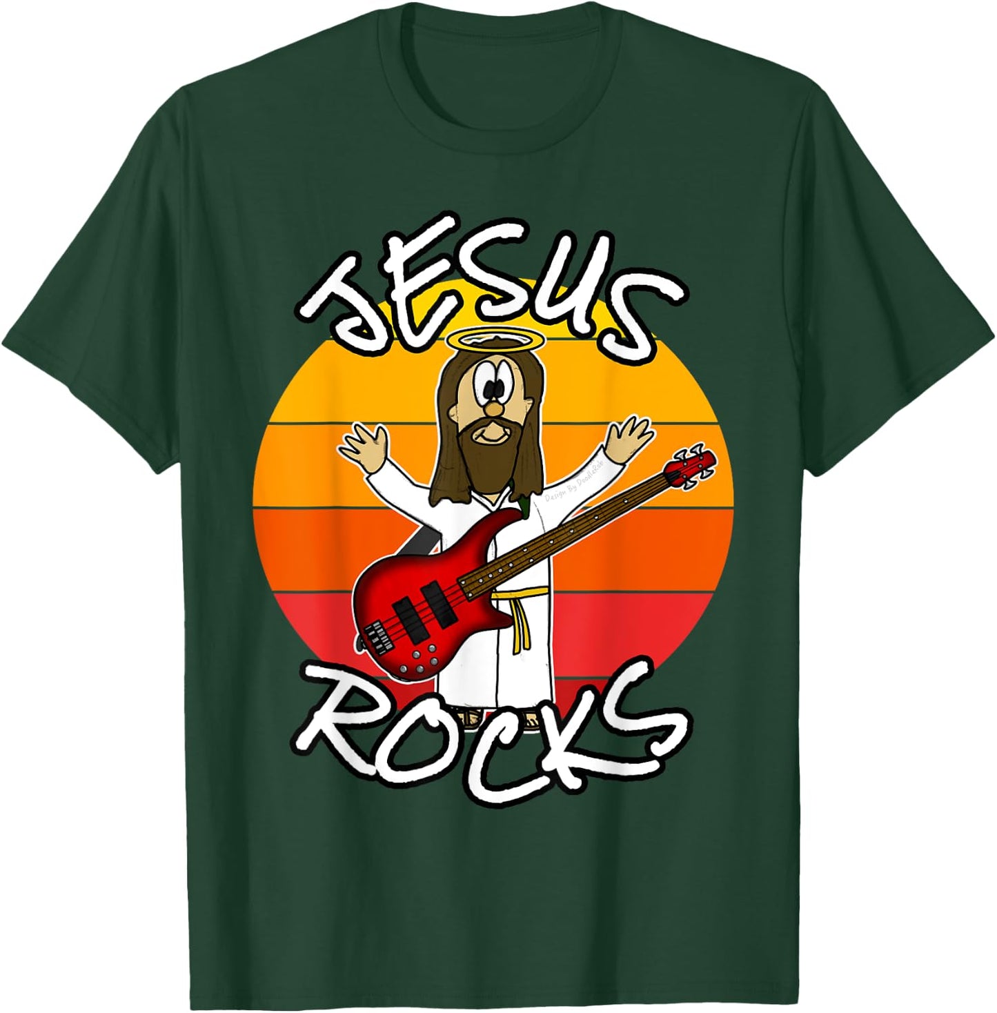 Jesus Rocks Bass Guitar, Church Bassist, Worship Musician T-Shirt - T-Shirt | Forest