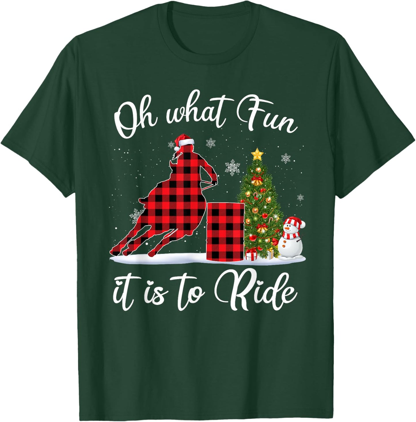 Barrel Racing Oh What Fun It Is To Ride Horse For Christmas T-Shirt - T-Shirt | Forest