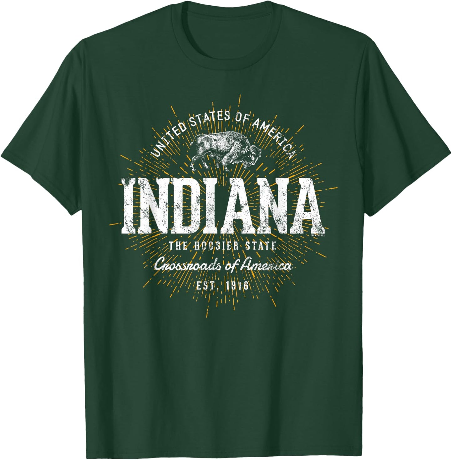 Vintage State of Indiana Retro T-Shirt - T-Shirt | Forest