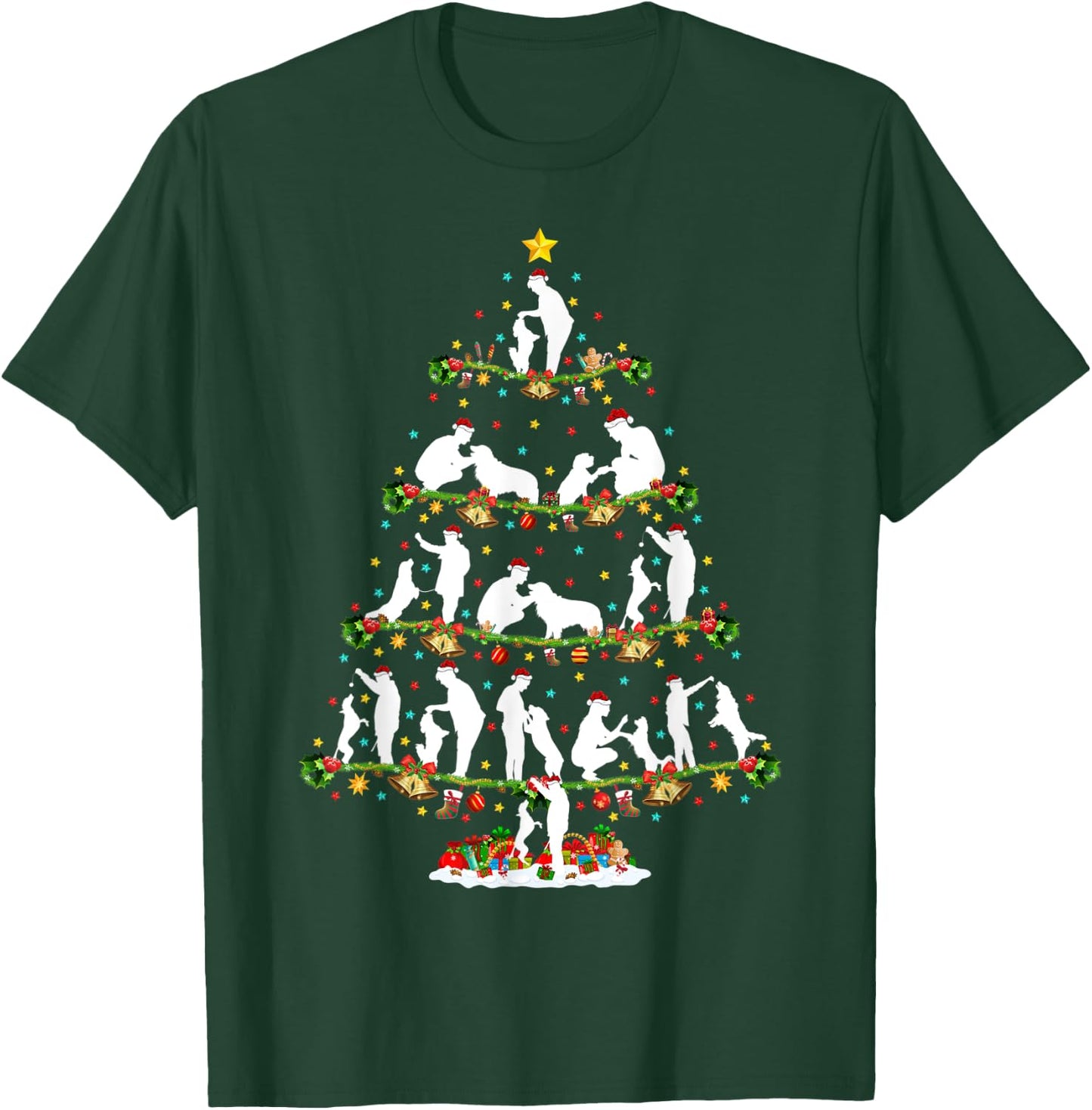 Dog Training Xmas Lighting Santa Dog Training Christmas Tree T-Shirt - T-Shirt | Forest