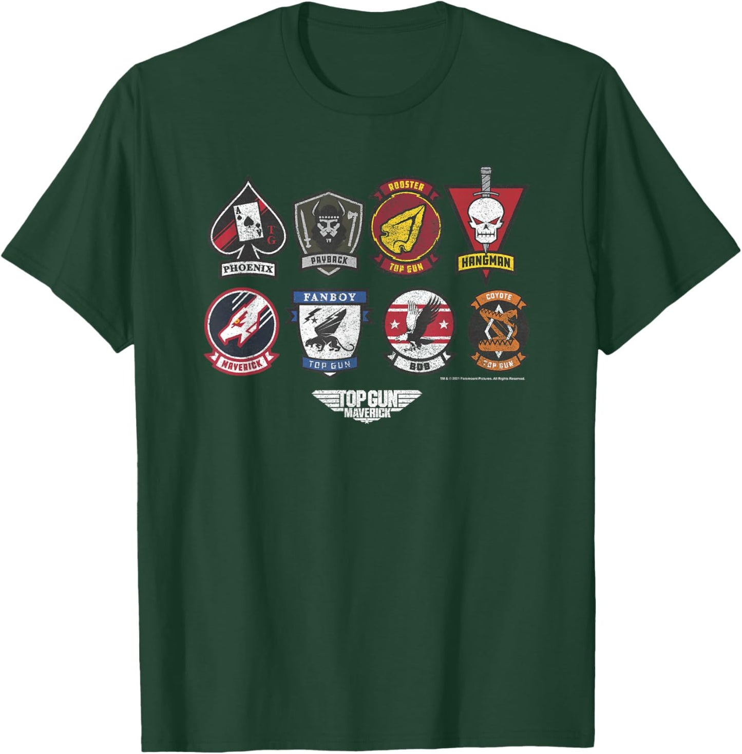 Top Gun Maverick Badge Layout Group Shot T-Shirt - T-Shirt | Forest