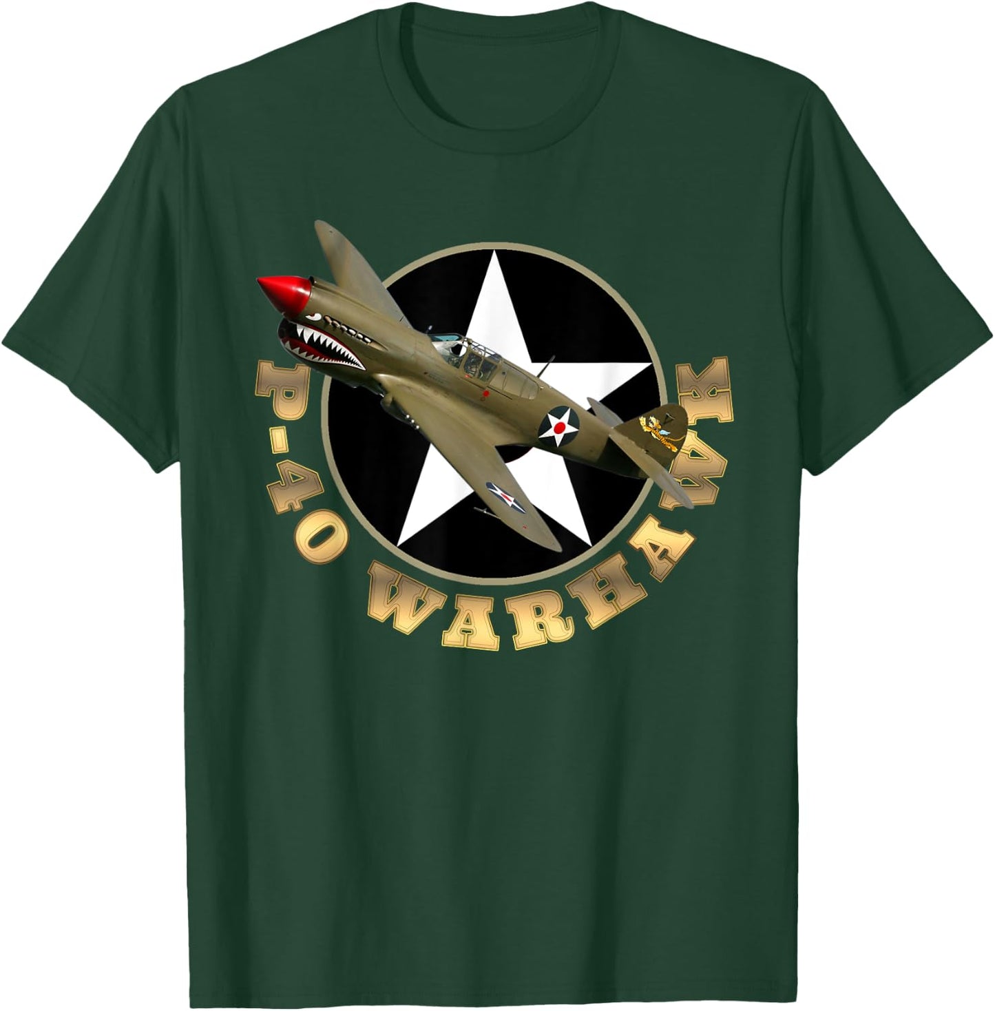 P-40 Warkhawk Fighter Aircraft WW2 Airplane Military Gift T-Shirt - T-Shirt | Forest