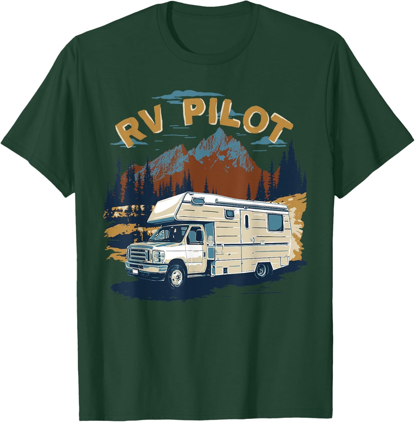 RV Road Trip Travel RV Pilot - Men's -Adults Classic Fit Short Sleeve Black - Small T-Shirt - T-Shirt | Forest