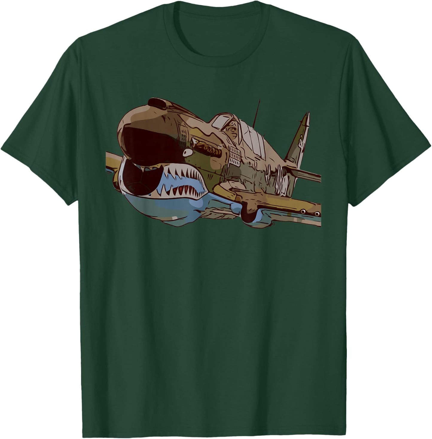 P-40 Warhawk Fighter Aircraft WW2 Plane Spotting Spotter T-Shirt - T-Shirt | Forest