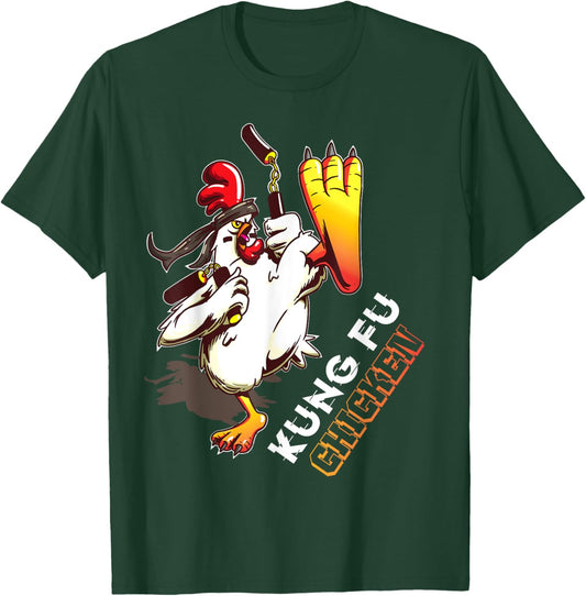 Kung Fu Chicken - Crazy Chicken Funny Martial Arts T-Shirt - T-Shirt | Forest