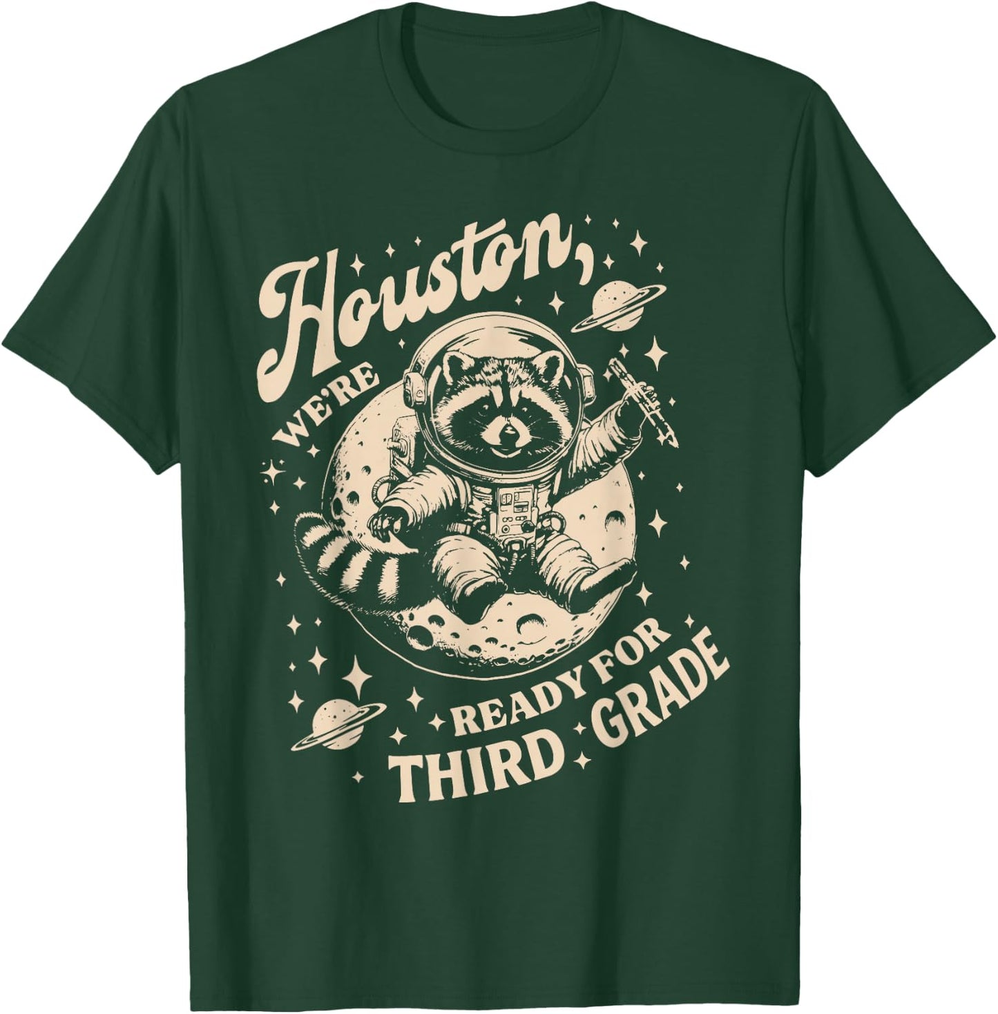 Houston We're Ready for 3rd Grade Raccoon Back To School T-Shirt - T-Shirt | Forest