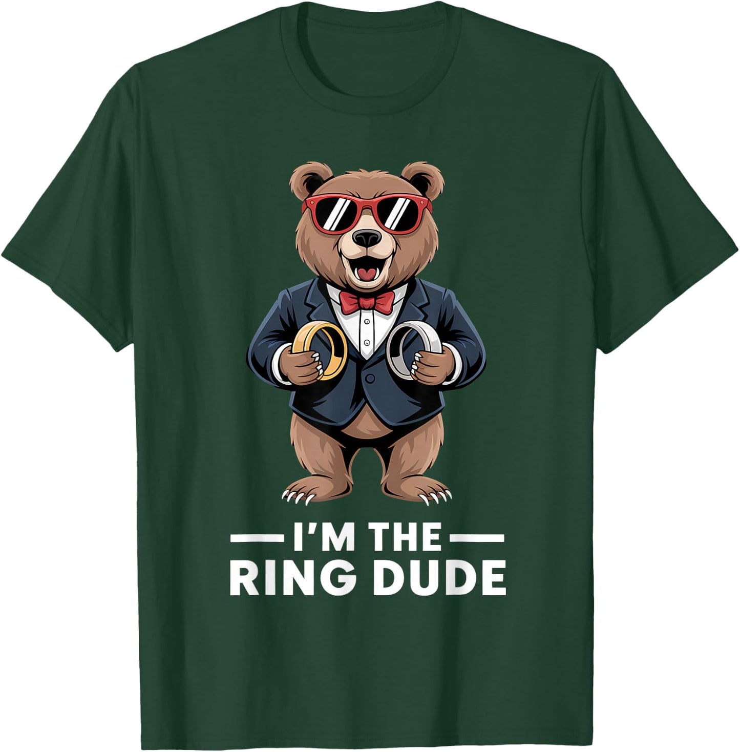 Ring Bearer Ring Security Funny Wedding Party Bear Ring Dude T-Shirt - T-Shirt | Forest