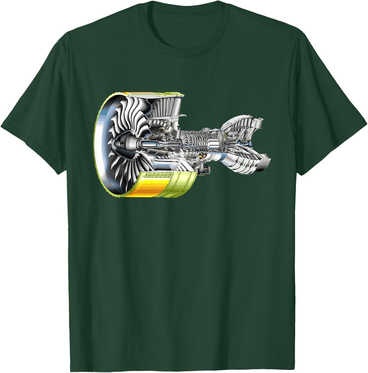 Aircraft Jet Engine Realistic Airplane Pilot Lover Gift T-Shirt - T-Shirt | Forest