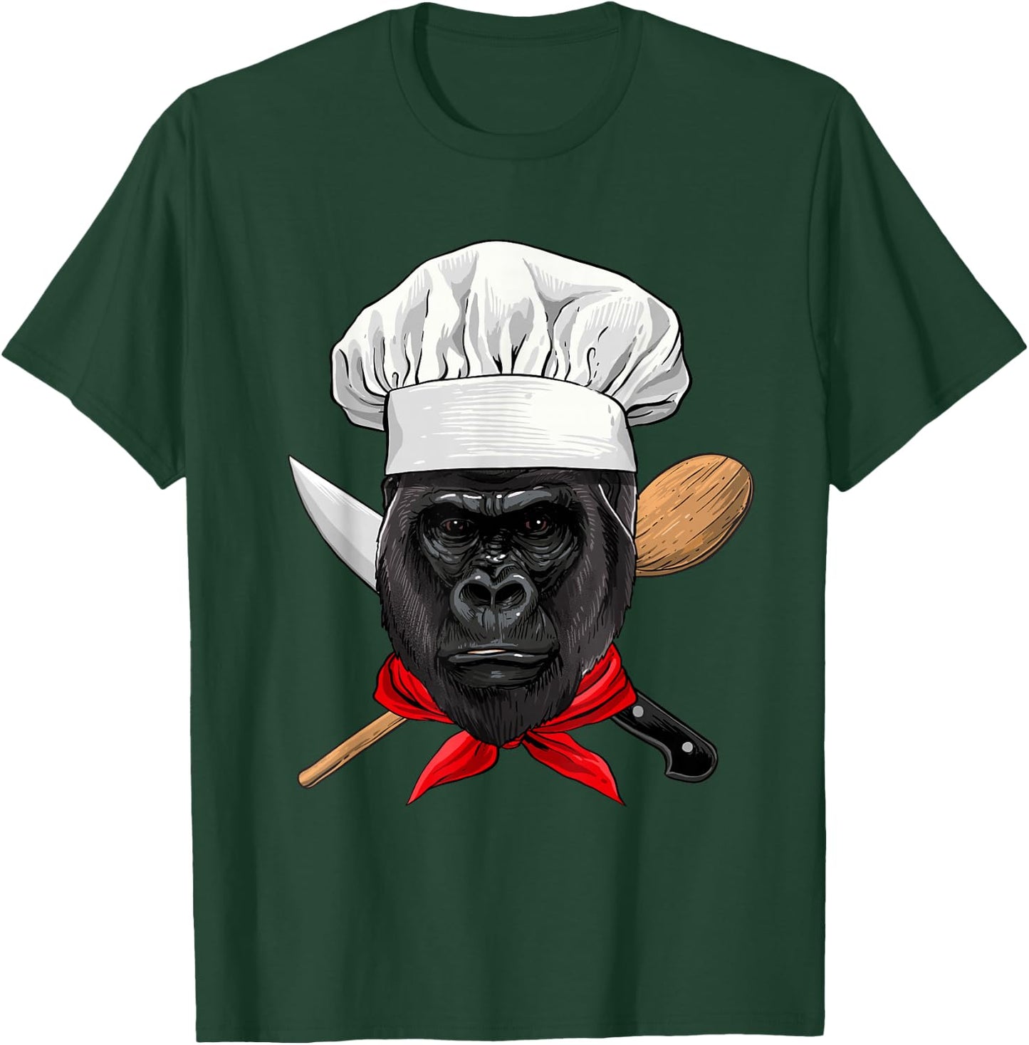 Gorilla Chef Great Ape Gorilla Primate Animal, Cooking Lover T-Shirt - T-Shirt | Forest