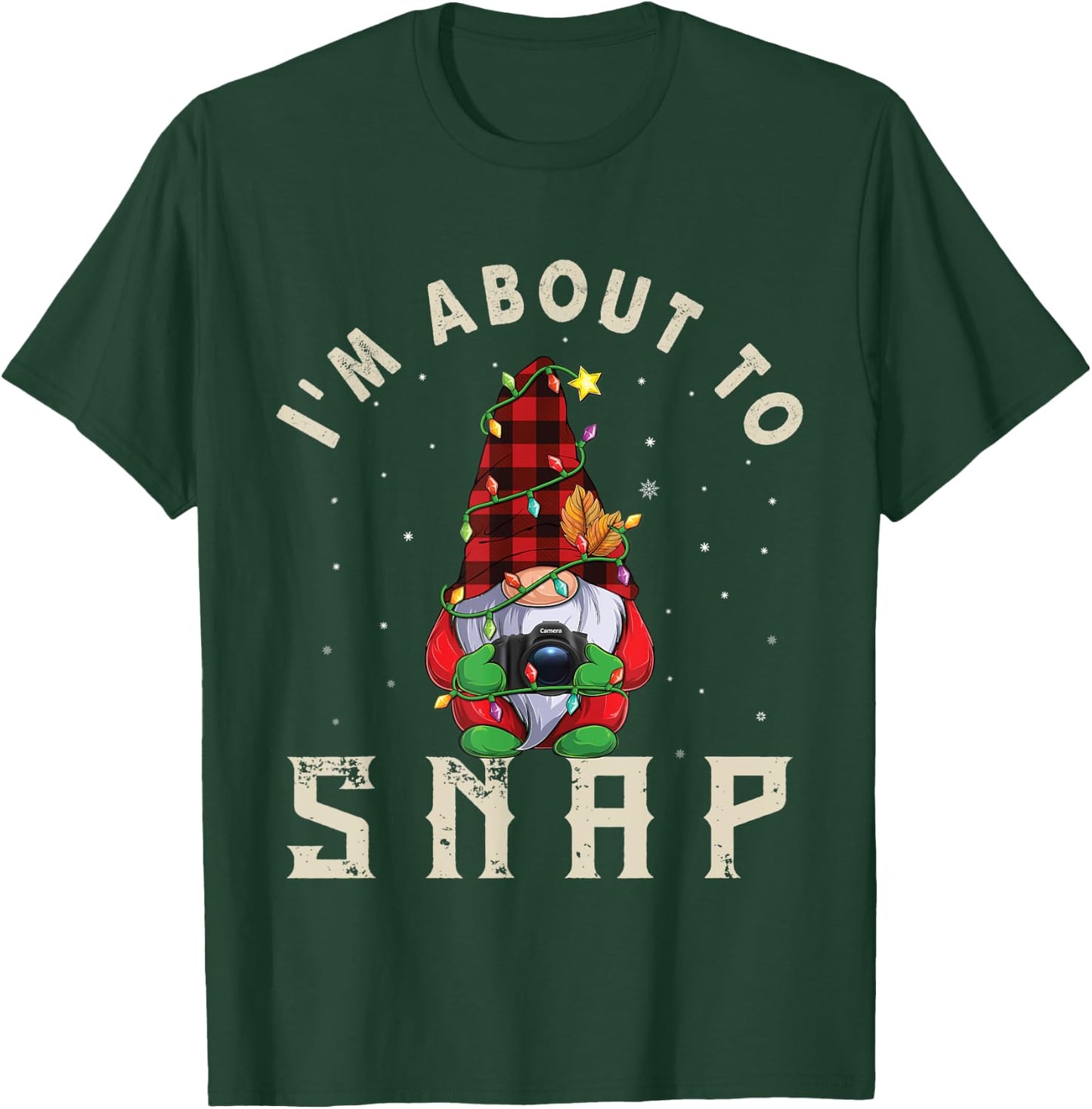 Gnome Photographer Christmas Lights Photography Funny Pajama T-Shirt - T-Shirt | Forest