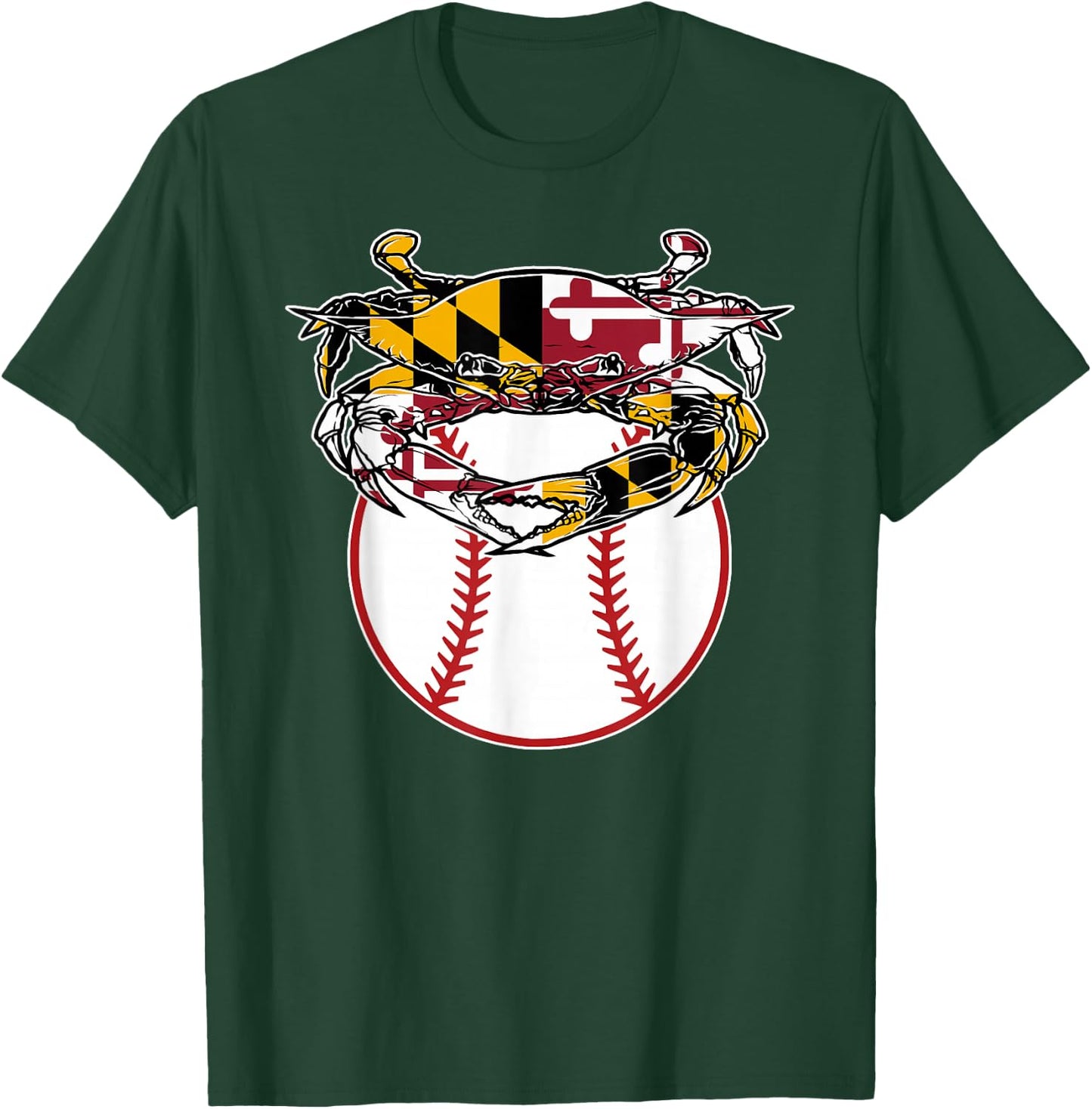 Maryland Crab State Pride Flag Gift - Baseball & Blue Crab T-Shirt - T-Shirt | Forest