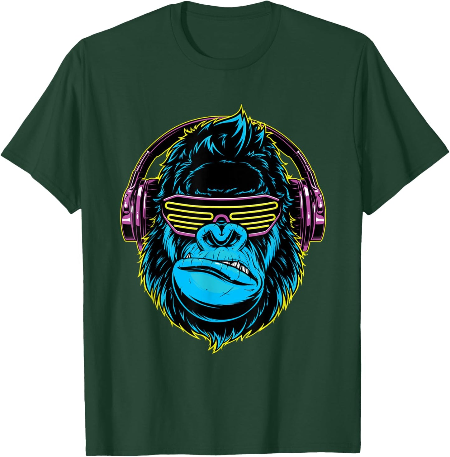 Dj Gorilla Sunglasses Headphones Music For Boys Men Kids T-Shirt - T-Shirt | Forest